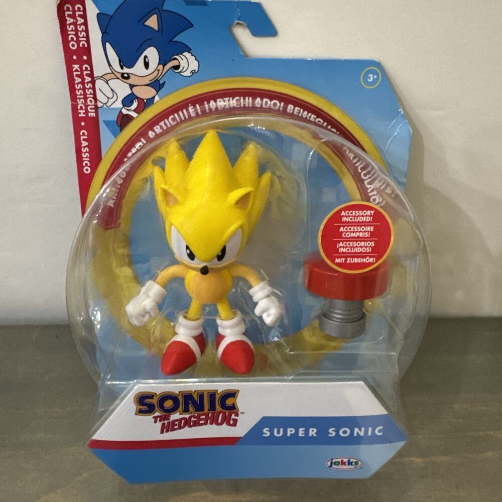 Jakks Pacific Sonic The Hedgehog Classic Super Sonic w Spring Trap 4" Figure